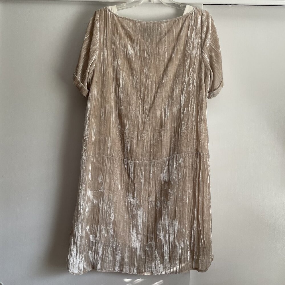Anthropologie Floreat Champayne Crinkle Velvet Shift Tunic Dress Size M Pockets - Picture 7 of 14